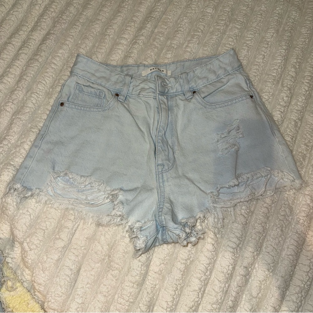 PacSun Light Blue Distressed Denim Cutoff Shorts